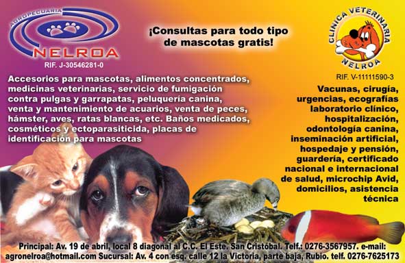 AGROPECUARIA NELROA VENTA DE MASCOTAS EN TACHIRA